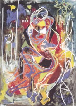  Litkey György - Kettesben, 1963, 70x50 cm