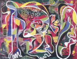  Litkey György - Őszi szerelem, 1963, 61x78 cm