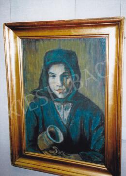 Nagy, István - Peasant girl in a shawl with a pitcherl, around 1930; 70x50 cm; pastel, paper; Signed lower right: Nagy István; Photo: Tamás Kieselbach