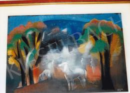  Kádár Béla - Legelő lovak; tempera, papír; Jelezve jobbra lent: Kádár Béla; Fotó: Kieselbach Tamás