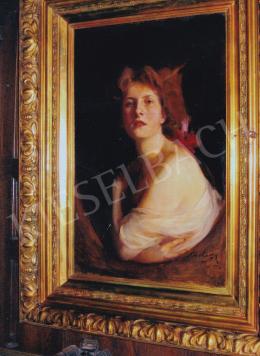  László, Fülöp - Red-haired Woman Portrait Oil, Canvas, Photo: Tamás Kieselbach