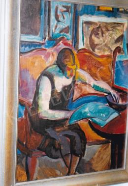  Schönberger Armand - Műteremben olvasó nő, 1920-as évek vége; 51x37,5; olaj, karton; Jelezve balra lent: Schönberger A.; Fotó: Kieselbach Tamás