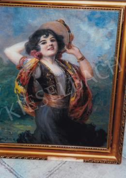 Geiger, Richárd - Gypsy Girl with Instrument; oil on canvas, Signed lower left: Geiger R.; Photo: Tamás Kieselbach