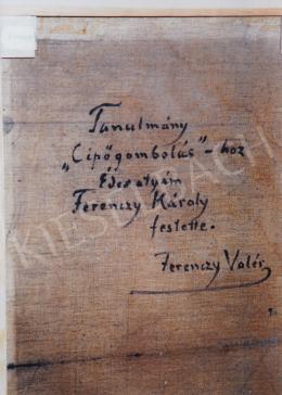  Ferenczy Károly - Tanulmány a cipőgomboláshoz hátoldala; 55x35,5 cm; olaj, vászon; jelezve a hátoldalon: Tanulmány a 