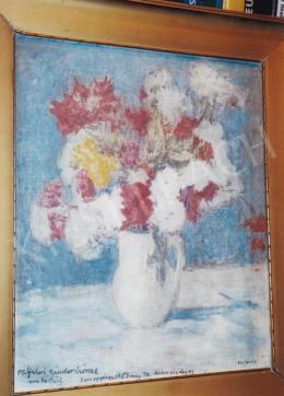  Kunffy, Lajos - Flower Still-Life; Signed lower left: Pálfalvi Nándor írónak emlékül Somogytúr...aug 30. Kunffy Lajos; Signed lower right: Kunffy; Photo: Tamás Kieselbach