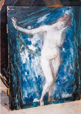  Vaszary, János - Nude with Blue Background, c. 1920; Pre-Cleaning Condition; 50x39,5; oil on wood; Signed lower right: Vaszary; Photo: Tamás Kieselbach