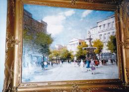  Berkes, Antal - Kálvin Square with the National Museum, 1917; Signed lower left: Berkes A.; Photo: Tamás Kieselbach