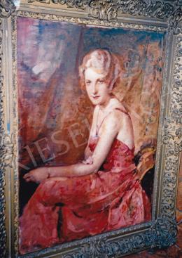  Vígh, Bertalan - Women in Red Dress; oil on canvas; Signed lower left: Vígh Bertalan; Photo: Tamás Kieselbach