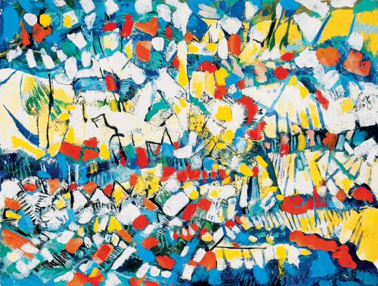 Rozsda, Endre - Red-Blue-Yellow Abstracted Landscape | 31st Auction auction / 158 Lot