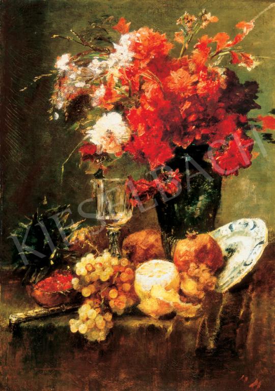 Munkácsy, Mihály and Karlovszky, Bertalan - Flower and Fruit Still Life with Delft Plate, about 1882 | 31st Auction auction / 234 Lot