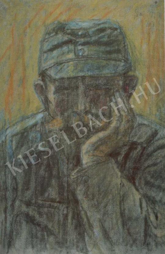 Nagy István - Könyöklő katona festménye