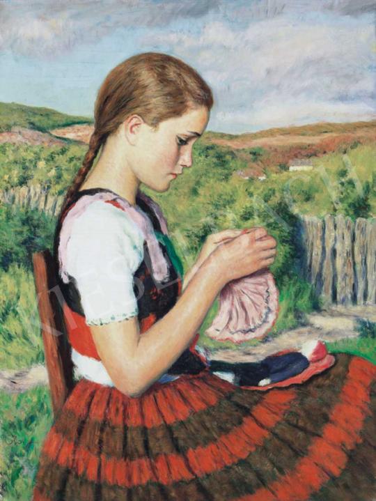  Glatz Oszkár - Kislány babával | 32. Aukció aukció / 8 tétel