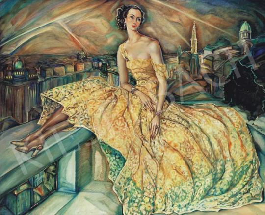  Batthyány, Gyula - Portrait of an Elegant Woman, with Budapest at Night in the Background, 1930s | 32nd Auction auction / 27 Lot