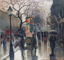  Pólya, Tibor - Boulevard in the Rain with a Hansom Cab 