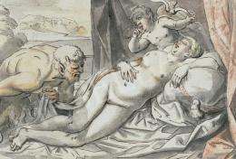 Ismeretlen 17. századi festő - Jelenet Cupidoval 