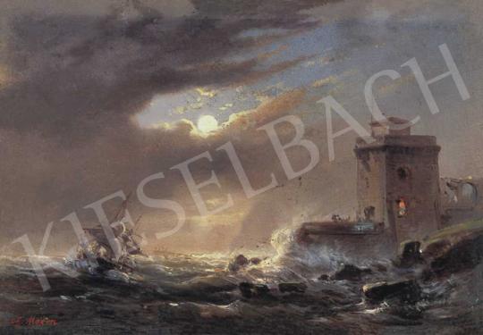  Mozin, Charles - Holdfényes tenger vitorlással | 32. Aukció aukció / 150 tétel