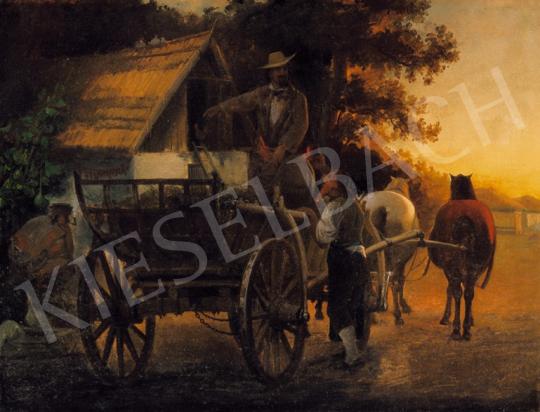 Ujházy Ferenc - Utazó a fogadó előtt, 1890 | 20. Aukció aukció / 91 tétel