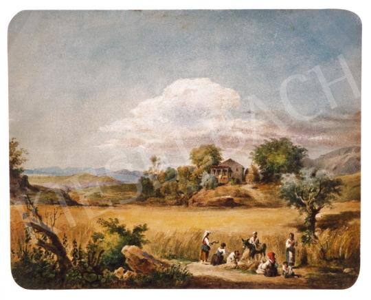 Id. Markó, Károly sr. - Italian Landscape with Harvesters, 1851 | 20th Auction auction / 94 Lot