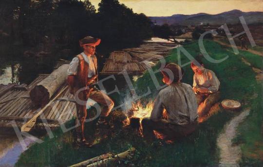 Skuteczky, Döme - Campfire on the River Bank (Raftsmen by the River Garam), around 1905 | 33rd Auction auction / 34 Lot