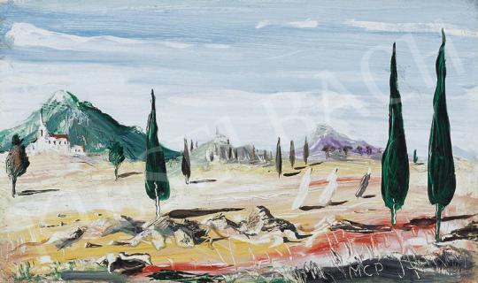  Molnár C., Pál - Landscape with Cypresses | 33rd Auction auction / 35 Lot