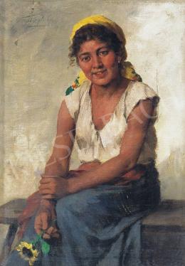 Vastagh, György - Girl with Sunflower 