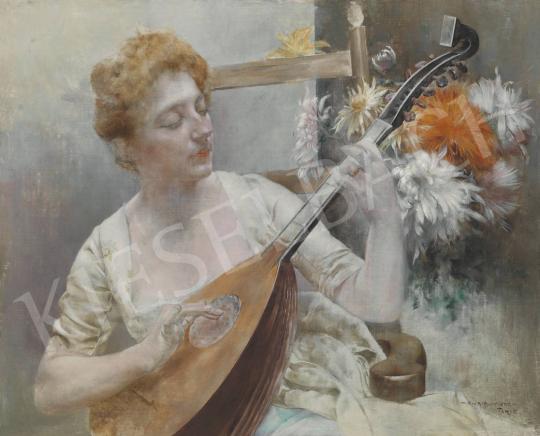  Karlovszky Bertalan - Lány mandolinnal | 33. Aukció aukció / 218 tétel