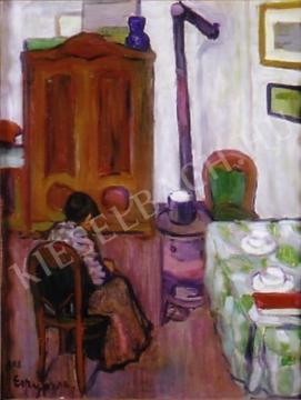 Egry, József - Interior with Old Woman painting