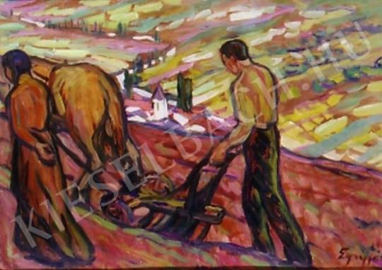Egry, József - Ploughing Peasant painting