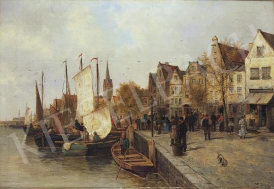 Signed as F Dupin, about 1900 - Harbour in the Netherlands | 34th Auction auction / 28 Lot