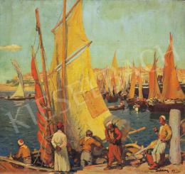 Székely, Andor - Harbour in Constantinople with the Hagia Sophia in the Background, 1913 