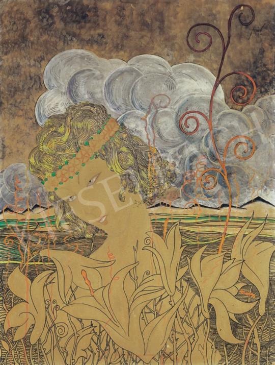 Bíró jelzéssel - Leány virágok között, 1920 | 34. Aukció aukció / 249 tétel