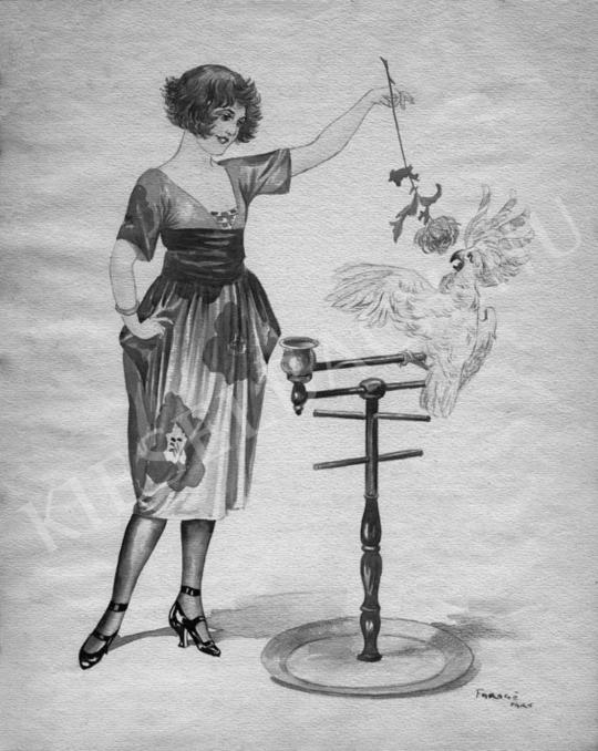  Faragó Géza - Fiatal leány kakaduval, 1910-es évek | Fotó- és grafikai aukció aukció / 33 tétel
