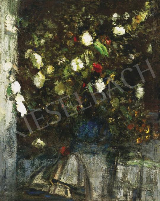 Burghardt Rezső - Virágok kék vázában | 35. Aukció aukció / 118 tétel