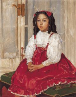  Kunffy, Lajos - Girl in Red Dress 