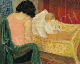 Berény, Róbert - At Home (Mother and Child, Sleeping), 1930 