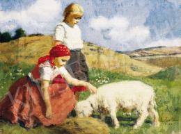  Glatz, Oszkár - Girls with Lamb, 1932 