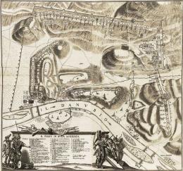 Michaele Vening - Buda térképe a középkori városfalakkal (Il piano di Buda assediata) 