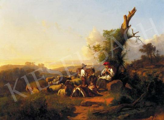 Markó András - Pihenő pásztorcsalád itáliai tájban, 1867 | 36. Aukció aukció / 65 tétel