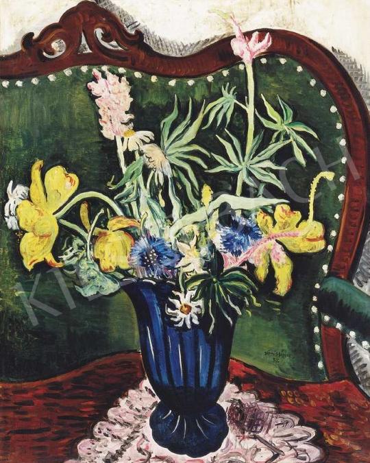  Vörös Géza - Csendélet kék vázában | 36. Aukció aukció / 194 tétel