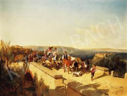 Markó, András - Italian family crossing a bridge in an Italian landscape, 1871 