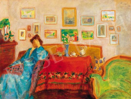Rippl-Rónai, József - Lady in blue dress in interieur, around 1906 | 37th Auction auction / 121 Lot