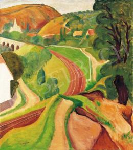  Vörös, Géza - Hilly landscape with bridge, 1936 