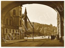 Danassy, Károly - The old Elizabeth bridge seen from the Piarist close, around 1940 