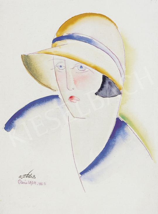 A. Tóth Sándor - Art deco nő kalapban, 1929 | 39. Aukció aukció / 10 tétel