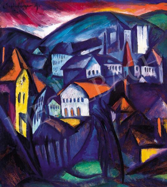  Schönberger Armand - Dombos táj házakkal, 1924 | 39. Aukció aukció / 12 tétel