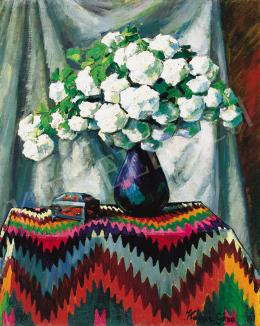 Kádár, Géza - Snowball Flowers in Blue Vase 