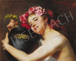 Angyalffy, Erzsébet - Girl with Jar and Rose Wreath, 1892 