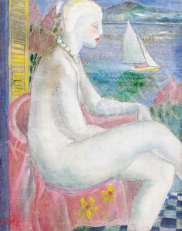 Klie, Zoltán - Nude with Pearl Necklace, Sail in the Background, around 1930 