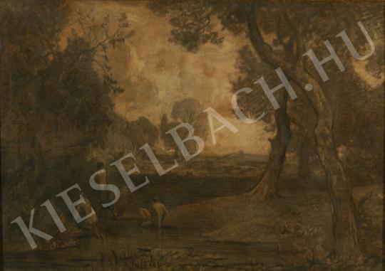 Unknown French painter - Barbizon landscape painting