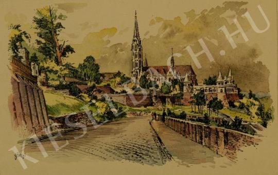 Gönczi Gebhardt Tibor - Budai vár a Mátyás-templommal festménye